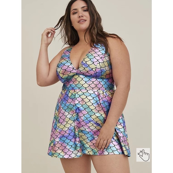 Torrid Mermaid Swim Dress with brief - Picture 2 of 5